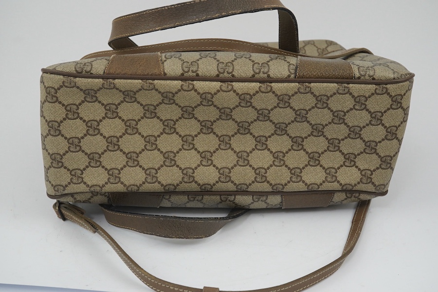 Two vintage Gucci brown canvas and leather trim GG monogram handbags